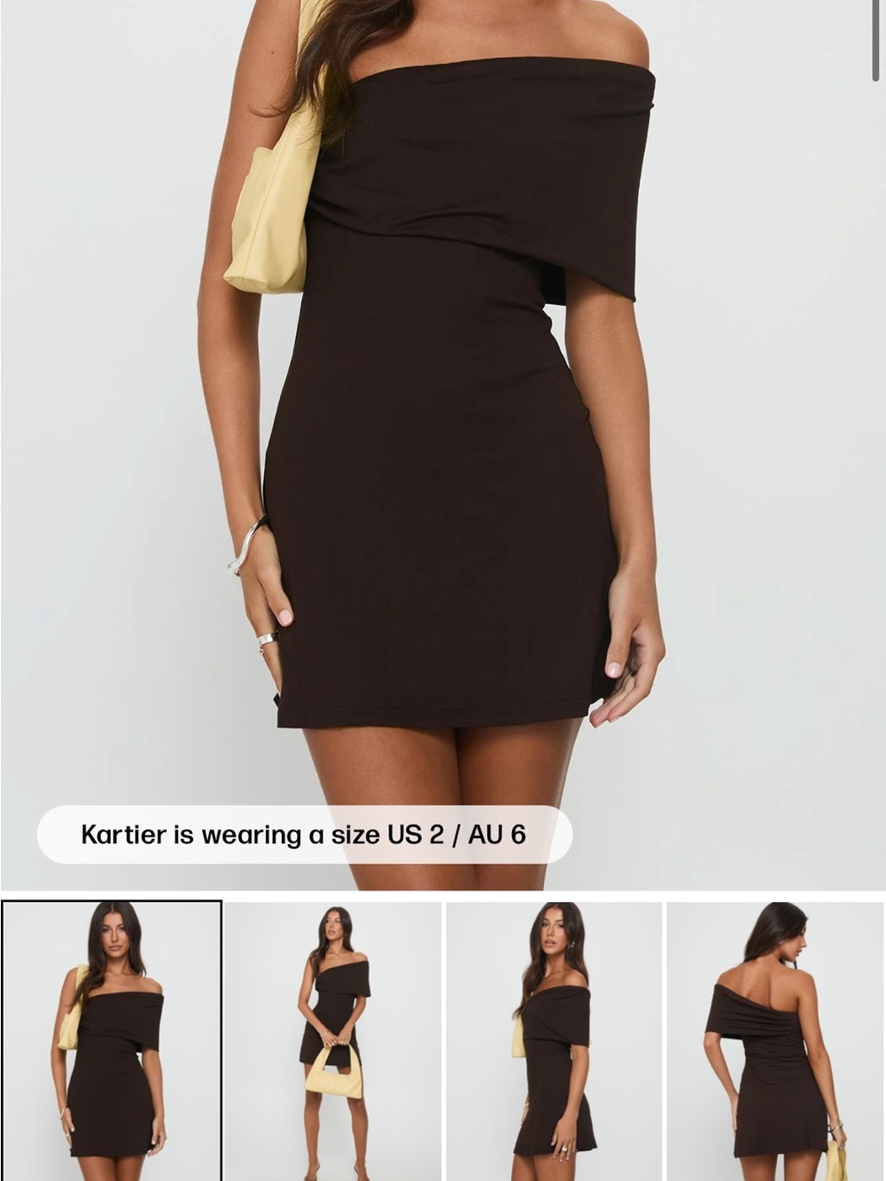 Off-Shoulder Brown Bodycon Dress - Classic Women's Mini